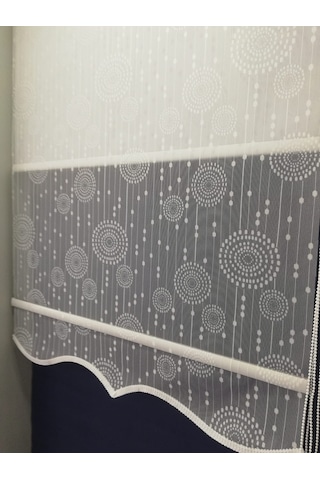 Perde Ay Desen Tül&Stor Çift Mekanizma Perde Etek Dil...