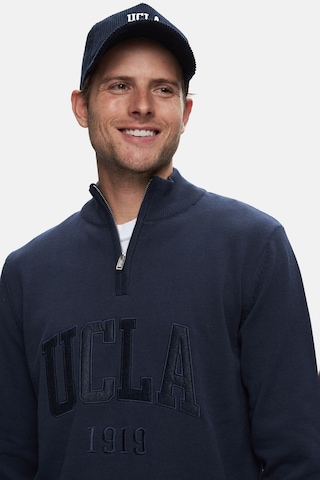 Ucla Arthur Lacivert Yarım Fermuarlı Nakışlı Standard Fit Erkek Triko Lacivert