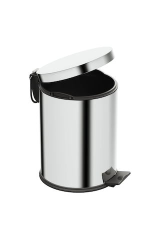 Aqua Bagno Basic Çöp Kovası - Pedallı 5 L, Parlak Krom Paslanmaz Krom