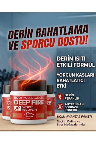 Deep Fıre 3 Kavanoz Vücut Masaj Jeli Sports Recovery Body Massage Gel 3x100 Mg