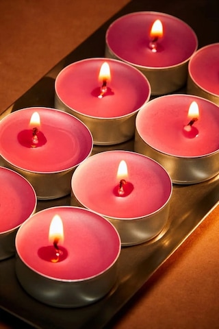 Tealight Mum - Kırmızı Küçük Yuvarlak Yılbaşı Yer Ve Masa Mumu 20