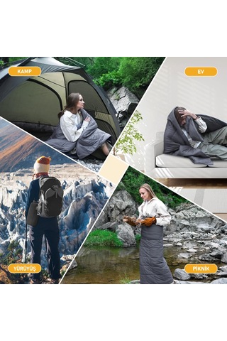 Haegs Kamp Battaniyesi - Dış Mekan Hafif Kompakt Seyahat Yorganı Kamp Yürüyüş Outdoor Şal, Battaniye 200-150 Cm Siyah