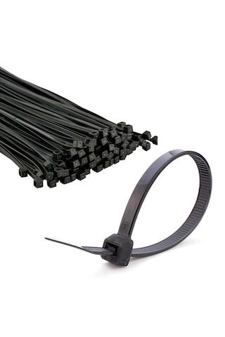 3.6x200 Mm Siyah Plastik Kablo Bağı Klipsi Cırt Kelepçe 100 Lü Paket 100 Adet - Siyah