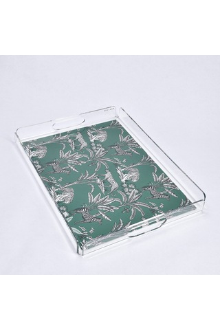 Jungle Pleksi Zebra Yeşil Tepsi 40x30 Cm