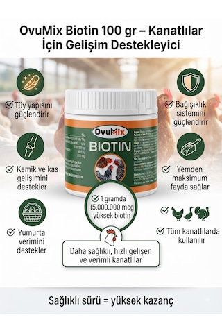 Biotin 100 Gr - Kanatlı Gelişim Destekleyici Ve Yumurta Verim Artırıcı