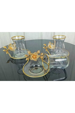 Çnr Home Collection Lüxs 6 Kişilik Çay Seti Beyaz