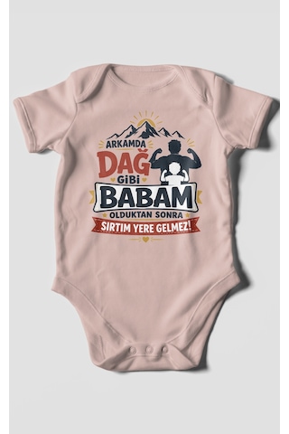 Morivokids Babaya Özel Kısa Kollu Bebek Body %100 Pamuk Zbn209-kk Pastel Pembe
