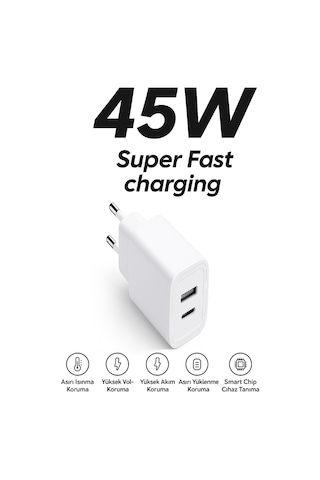45w Ultra Hızlı Şarj Adaptörü Omıx X300 Uyumlu Qc 3.0 + Pd