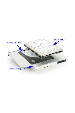 12.7mm Hdd Ssd Caddy Laptop Dvd Yuvası İçin 2.5 Sata Disk Takma Aparatı Optik Sürücü