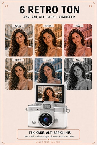 Solvis Mini Dijital Kamera Retro Tasarım Hd Video Selfie Çekim 180 Döndürülebilir Ekran Taşınabilir Kamera