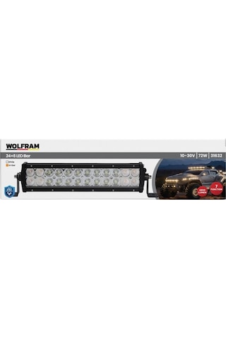 Led Bar Beyaz Işık + Amber Işık 7 Fonksiyon Çakarlı 32 Cm 12/24v E-belgeli 72w 31632
