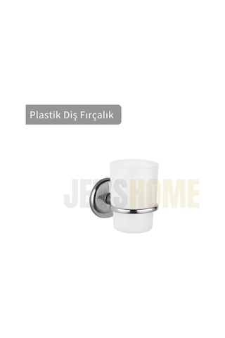 Jet's Home Plastik Diş Fırçalık Paslanmaz Lüks Diş Fırçası Tutacağı Krom Krom