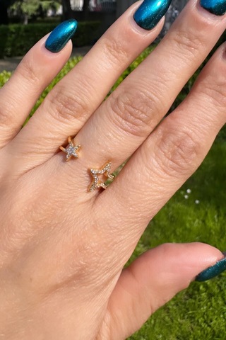 Çift Yıldız Ayarlanabilir Gold Yüzük