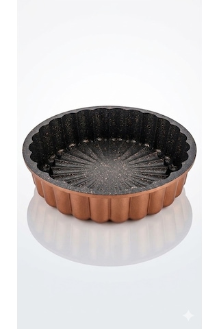 Oms Collection - Biogranit Döküm 26 Cm Chese Cake Tart Kek Kalıbı 3296 - Siyah Gold Altın - Siyah