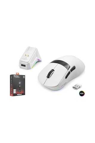 Mofan Mf1216w Tri Mode Rgb Gaming Mouse Manyetik Şarj Standlı Oled Ekranlı 12000 Dpı Beyaz Diğer