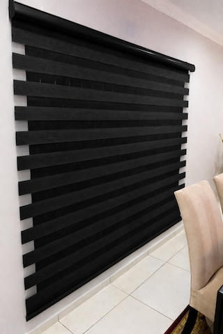 Perdecizade Enxboy Siyah Geçişli Pilise Zebra Stor Perde-mutfak-salon-ofis Perde Beyaz