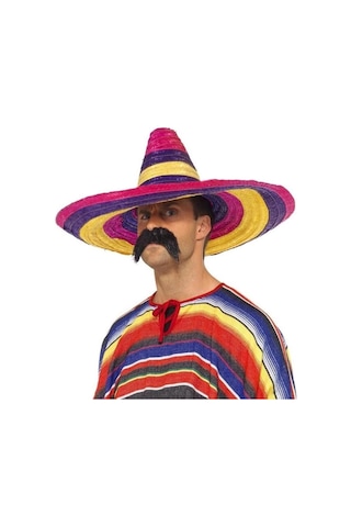 Sombrero Meksika Şapkası Renkli Örme Hasır Yetişkin Boy 1