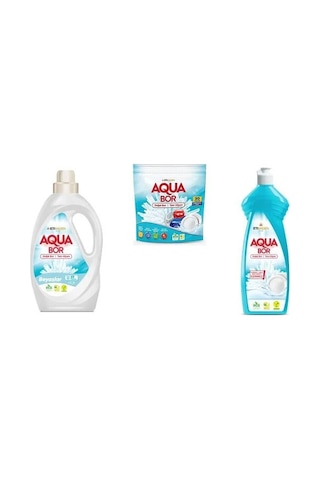 Aquabor Doğal Mineralli Sıvı Beyaz + Tablet + Elde Bulaşık 3 Lü Set