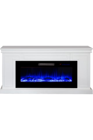 Tektes Dekoratif Elektrikli Şömine Beyaz Kasalı 150 CM 8 Renkli Uygulamalı