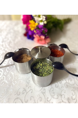 Baharatlık Kapaklı 3'lü Set 430 Kalite Paslanmaz Çelik Çelik
