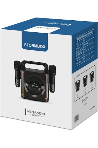 Venandin Stormbox Karaoke Çift Mikrafonlu Speaker Çift Mikrofonlu Taşınabilir Hoparlör
