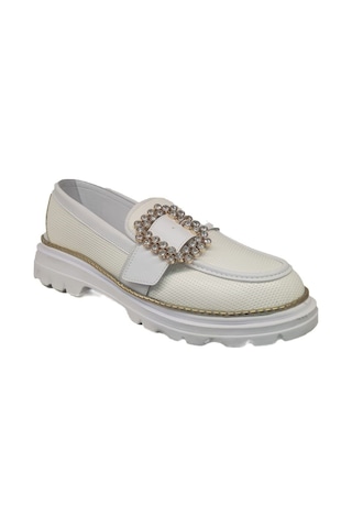 Ventes Kemer Taşlı Kadın Loafer Ayakkabı 989515-5z Beyaz