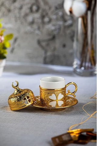 Lalezar Porselenli Damat Fincanı Altın Altın