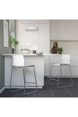 Ikea Glenn Bar Sandalyesi, Beyaz-krom Kaplama, 66 Cm