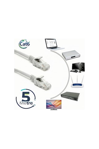 Gabble Cat6 Yüksek Hızlı Ethernet Kablosu Gigabit İnternet Ağ Kablosu Tak Kullan 5 Metre