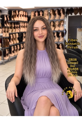 Afro Su Dalgası Peruk Fiber Sentetik Açık Küllü Kumral Bal Köpüğü Ombre