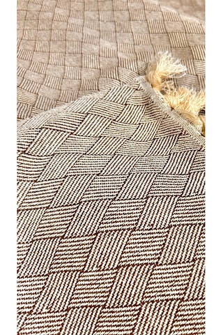 Dama Desen Dokuma %100 Pamuklu Çok Amaçlı Pike Koltuk Örtüsü 180x230 Kahverengi