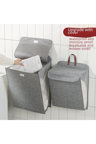 Bej Büyük 58 41 15 Kirli Çamaşır Sepeti, Kapaklı Ve Toz Geçirmez, Katlanabilir, Duvara Monte Büyük Kapasiteli Bej