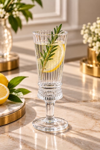 6 Lı Kristal Cam Ayaklı Kahve Yanı Bardağı Bardak Flüt Model 50ml Şeffaf