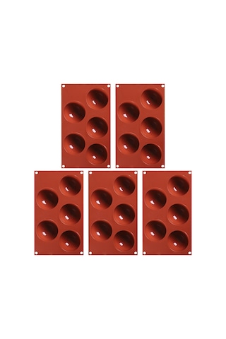 Reedark 5'li Silikon Yarıküre Kalıp - Çikolatalı Pasta, Jöle Ve Mousse İçin Yapışmaz Pişirme Kabı Çok Renkli