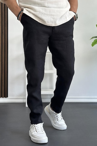 Edwoxmen Erkek Rahat Kesim İnce Keten Pantolon Siyah Edw114-siyah Siyah