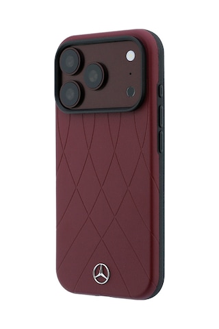 Apple Uyumlu iPhone 18 Pro Kılıf Mercedes Benz Lisanslı M-safe Uyumlu 3d Metal Logolu Crossed Lines Kapak Bordo