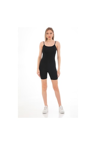Kadın Body İp Askılı Şort Tulum-siyah
