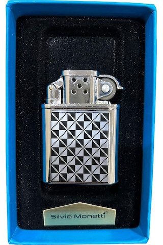 Gümüş Siyah İşlemeli Gazlı Metal Çakmak 109464