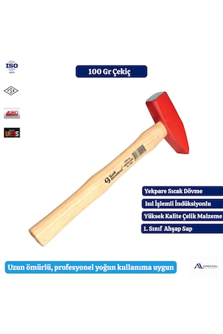100 Gr Tesviye Çekiç Ahşap Saplı Dövme Çelik Çekiç