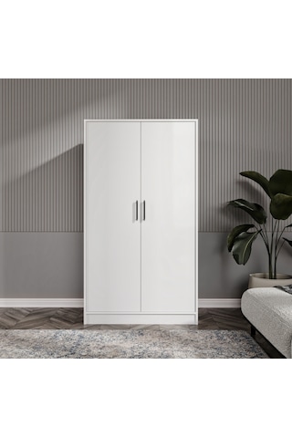 Şipal 2 Kapılı 6 Bölmeli Beyaz Elbise Dolabı
