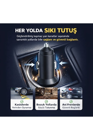 Polham 60w Pd Hızlı Araç Şarj Cihazı 2x Type-c Çıkışlı 12v / 24v Uyumlu Araç Çakmaklık Şarj Adaptörü 1 Adet