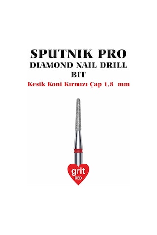 Elmas Kesik Koni Freze Kırmızı Çap 1,8mm