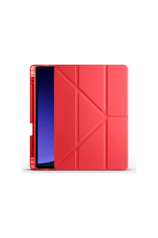 Nourthkiingdom Galaxy Tab S9 Fe Kılıf Uyumlu Tri Folding Kalem Bölmeli Standlı Kılıf-kırmı Tablet Kılıfı