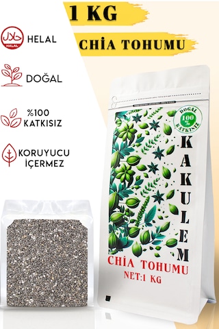 Kakulem Sertifikalı 1 Kg Glutensiz Doğal Katkısız Chia Tohumu Vegan Protein