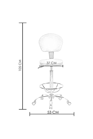 Ofiscombin Döner Tekerli Metal Ayak Arkalıklı Yüksek Bar Tabure Sandalyesi Krem Deri 00047499853
