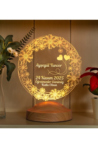 Öğretmene Hediye Papatya LED Lamba - Kişiye Özel Öğretmenler Günü ve Mezuniyet Hatırası Hediyesi