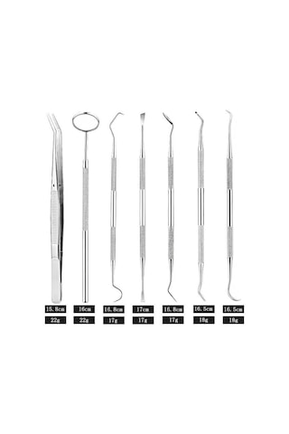 Valkyrie 7 Parça Paslanmaz Çelik Diş Tartar Sökücü Diş Temizleme Kiti Tartar Kireç Temizleyici Seti