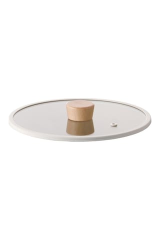 Neoflam Fika 26CM Düz Silikon Çerçeveli Cam Kapak Bej