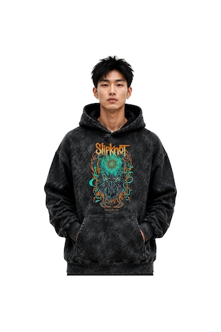 Sevbano Slipknot Rock Metal Müzik Grubu Baskılı Unisex Oversize Premium Y Siyah