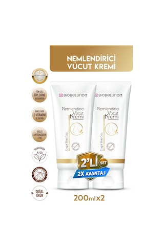 Nemlendirici Vücut Kremi Onarıcı Gliserin-shea Yağı Içerikli 200 Ml 2'li Set